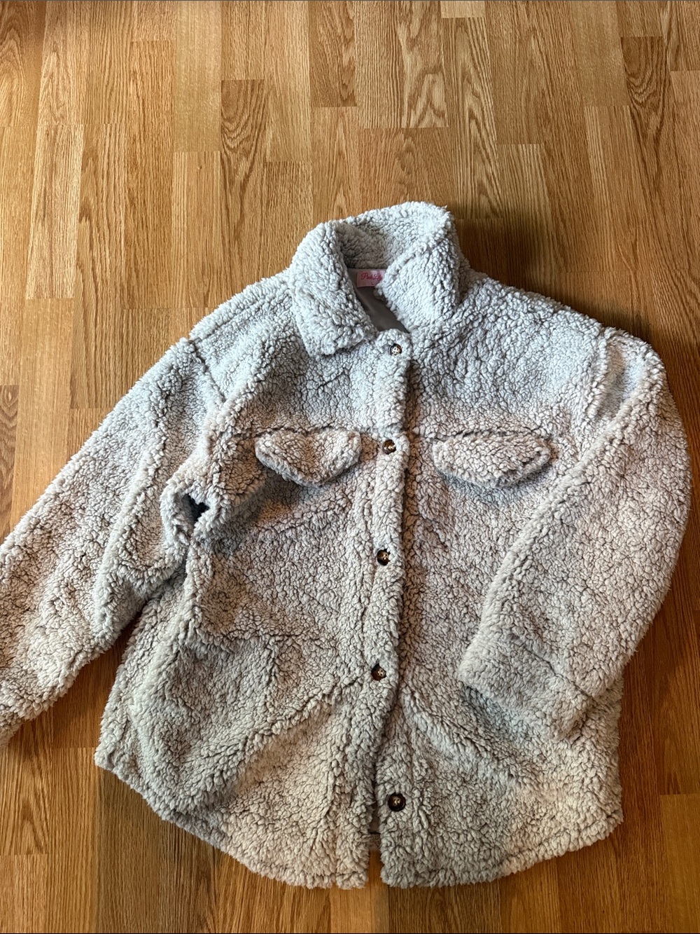 Pink Lily Cream Sherpa Button-Up Jacket